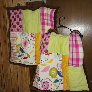 Pottery Barn Kids Pink and Yellow Patchwork Quilt Pillow Shams